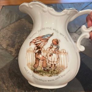 Vintage Holly Hobbie American flag pitcher